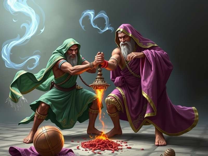 Masala Mage Duel Lore Illustration - Regional Mages Uniting Against Kala Masala
